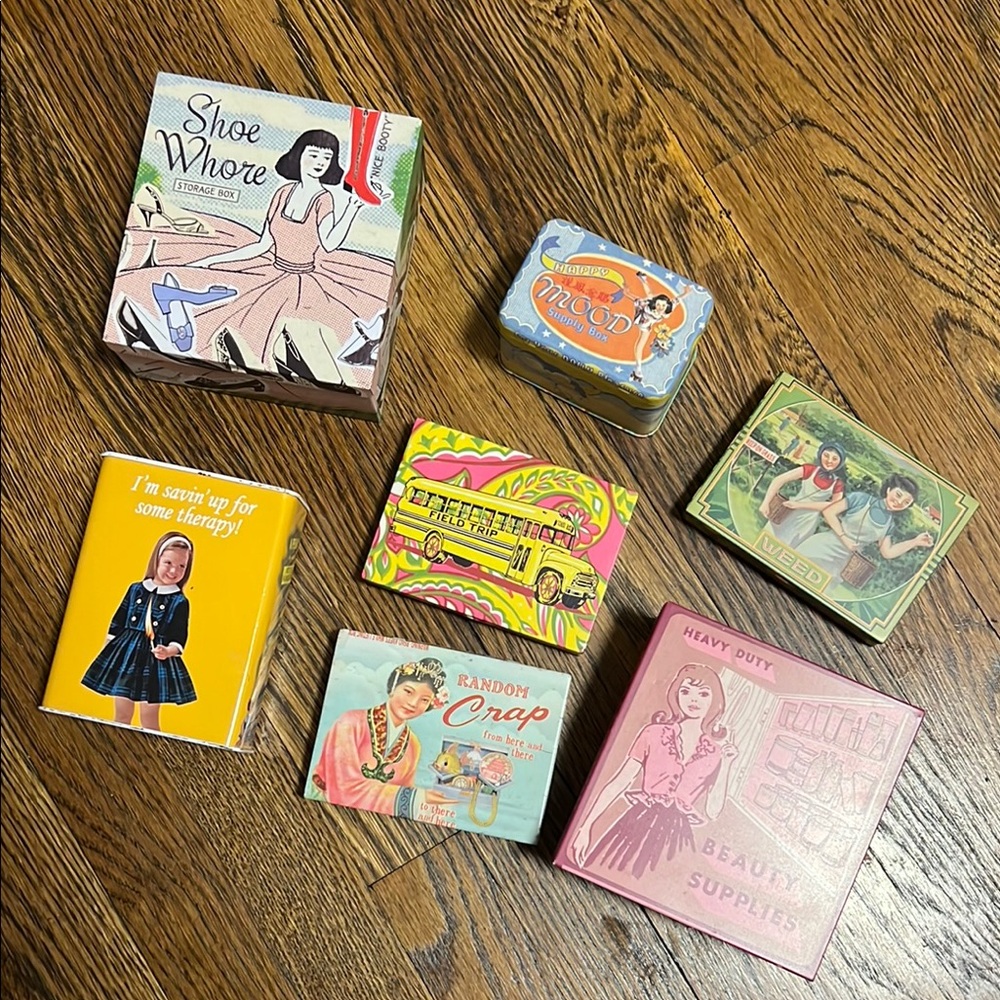 Vintage Blue Q Tin Boxes bundle